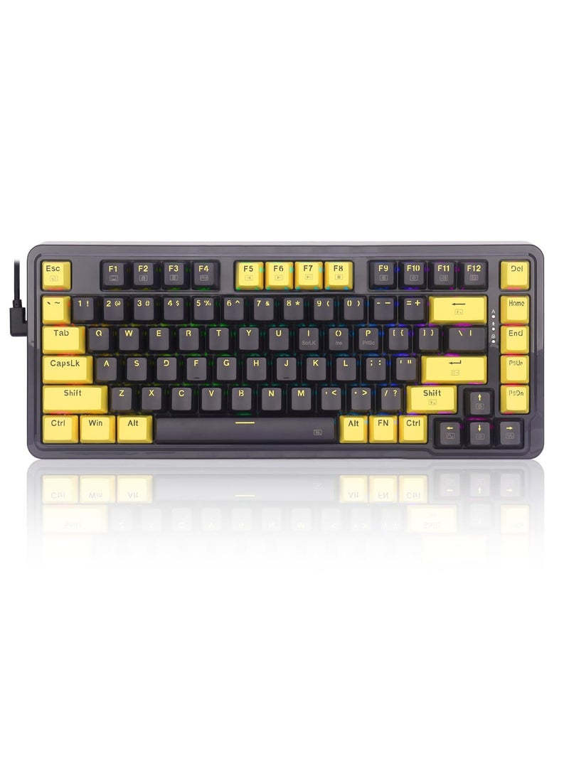 REDRAGON - K649 YP edition ,Wired RGB Gaming Keyboard 75% hot-swappable mechanical keyboard with Gasket mount and smooth 42g melt-gold switches OEM profile PBT keycaps , Compact Mechanical Keyboard Dedicated Arrow Keys, for PC and laptop use in home and office - Image 1