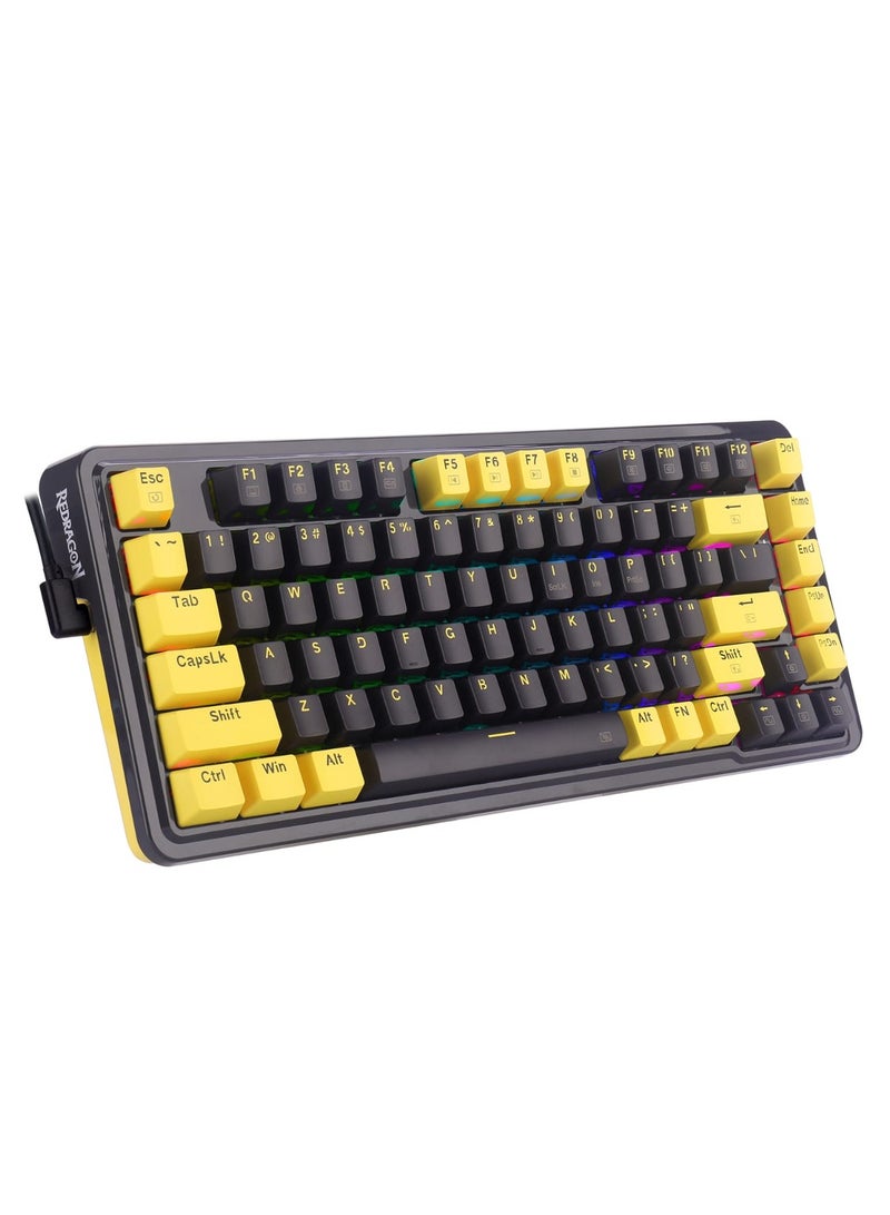 REDRAGON - K649 YP edition ,Wired RGB Gaming Keyboard 75% hot-swappable mechanical keyboard with Gasket mount and smooth 42g melt-gold switches OEM profile PBT keycaps , Compact Mechanical Keyboard Dedicated Arrow Keys, for PC and laptop use in home and office - Image 1