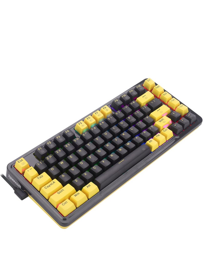 REDRAGON - K649 YP edition ,Wired RGB Gaming Keyboard 75% hot-swappable mechanical keyboard with Gasket mount and smooth 42g melt-gold switches OEM profile PBT keycaps , Compact Mechanical Keyboard Dedicated Arrow Keys, for PC and laptop use in home and office - Image 1