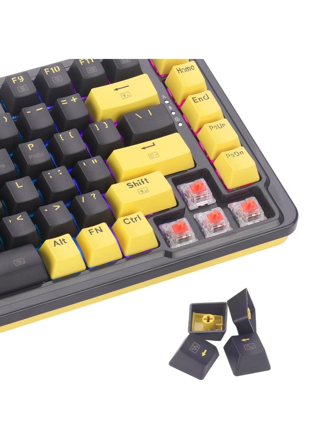 REDRAGON - K649 YP edition ,Wired RGB Gaming Keyboard 75% hot-swappable mechanical keyboard with Gasket mount and smooth 42g melt-gold switches OEM profile PBT keycaps , Compact Mechanical Keyboard Dedicated Arrow Keys, for PC and laptop use in home and office - Image 1