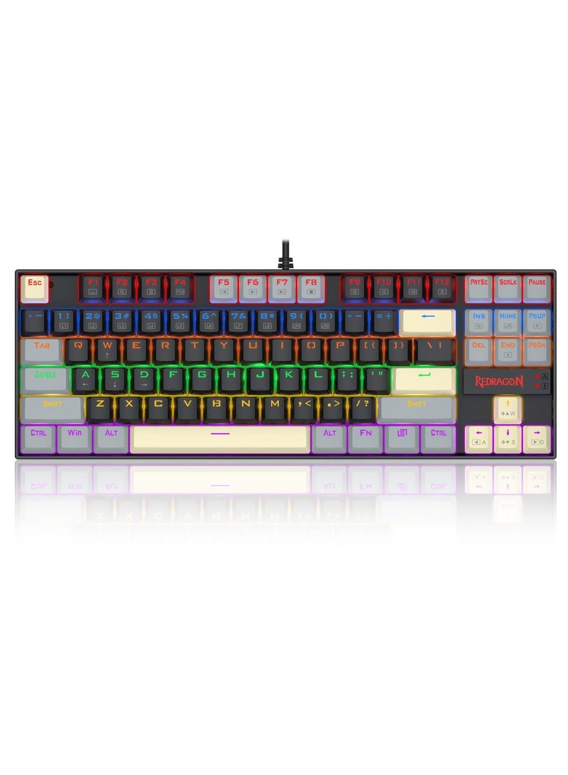 REDRAGON K552 LGY-R KUMARA  edition ,Wired Rainbow Mechanical Gaming Keyboard with High-precision machinery manufacture , Double injection keycaps ,Fullkey conflict free ,Win key can be disable in gaming, Compact Mechanical Keyboard Dedicated Arrow Keys, for PC and laptop use in home and office - Blue Switch - Image 1