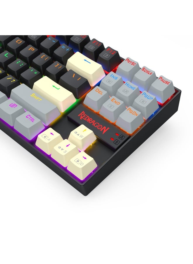 REDRAGON K552 LGY-R KUMARA  edition ,Wired Rainbow Mechanical Gaming Keyboard with High-precision machinery manufacture , Double injection keycaps ,Fullkey conflict free ,Win key can be disable in gaming, Compact Mechanical Keyboard Dedicated Arrow Keys, for PC and laptop use in home and office - Blue Switch - Image 3