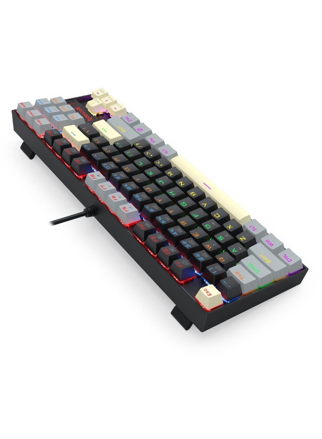 REDRAGON K552 LGY-R KUMARA  edition ,Wired Rainbow Mechanical Gaming Keyboard with High-precision machinery manufacture , Double injection keycaps ,Fullkey conflict free ,Win key can be disable in gaming, Compact Mechanical Keyboard Dedicated Arrow Keys, for PC and laptop use in home and office - Blue Switch - Image 4