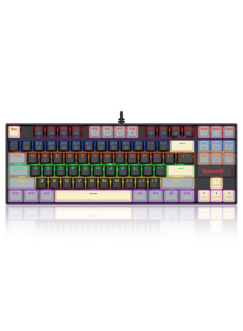 REDRAGON K552 LGY-R KUMARA  edition ,Wired Rainbow Mechanical Gaming Keyboard with High-precision machinery manufacture , Double injection keycaps ,Fullkey conflict free ,Win key can be disable in gaming, Compact Mechanical Keyboard Dedicated Arrow Keys, for PC and laptop use in home and office - Red Switch - Image 1
