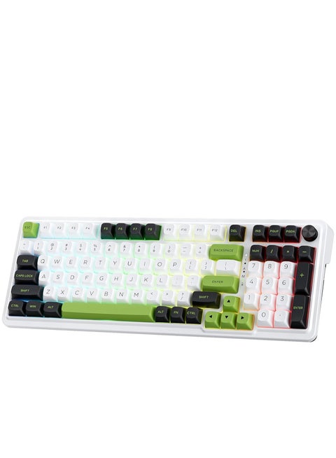 K686WBG EISA MAX Edition ,Wired RGB Mechanical Gaming Keyboard with 3-modes, 98 key with knob, Gasket Mount, Hot-swappable , 2.4G/BT connecting available , GASKET mount brings , Equipped Mint Mambo switch, Compact Mechanical Keyboard Dedicated Arrow Keys, for PC and laptop use in home and office - Blue Switch