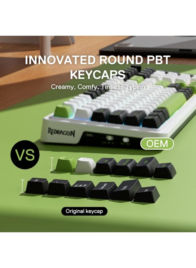 REDRAGON - K686WBG EISA MAX Edition ,Wired RGB Mechanical Gaming Keyboard with 3-modes, 98 key with knob, Gasket Mount, Hot-swappable , 2.4G/BT connecting available , GASKET mount brings , Equipped Mint Mambo switch, Compact Mechanical Keyboard Dedicated Arrow Keys, for PC and laptop use in home and office - Blue Switch - Image 1