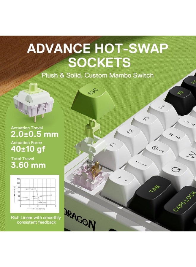 REDRAGON - K686WBG EISA MAX Edition ,Wired RGB Mechanical Gaming Keyboard with 3-modes, 98 key with knob, Gasket Mount, Hot-swappable , 2.4G/BT connecting available , GASKET mount brings , Equipped Mint Mambo switch, Compact Mechanical Keyboard Dedicated Arrow Keys, for PC and laptop use in home and office - Blue Switch - Image 1