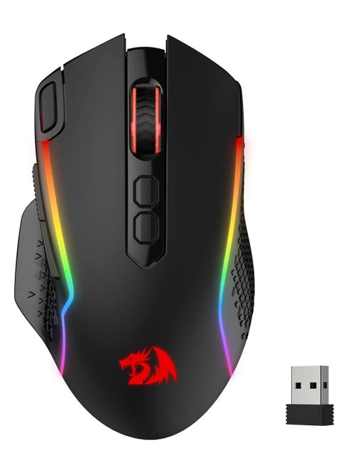 M810 TAIPAN PRO Edition , Wireless and Wired RGB Gaming Mouse , 10000 DPI High-Precision Optical Sensor 3325 Dual Mode Gaming Mouse With RGB Lighting Built-in Rechargeable Battery 8 Programmable Buttons, For PC and Laptop use in home and office