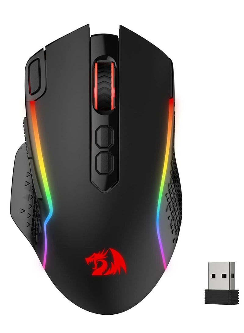 REDRAGON - M810 TAIPAN PRO Edition , Wireless and Wired RGB Gaming Mouse , 10000 DPI High-Precision Optical Sensor 3325 Dual Mode Gaming Mouse With RGB Lighting Built-in Rechargeable Battery 8 Programmable Buttons, For PC and Laptop use in home and office - Image 1