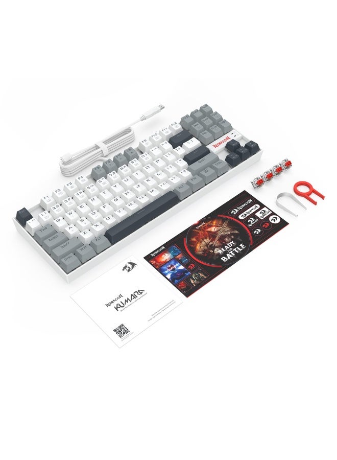 REDRAGON - K552 WGL-R KUMARA Edition ,Wired LED Mechanical Gaming Keyboard with High-precision machinery manufacture , Double injection keycaps ,Full key conflict free , Win key can be disable in gaming, Compact Mechanical Keyboard Dedicated Arrow Keys, for PC and laptop use in home and office - Red Switch - Image 1