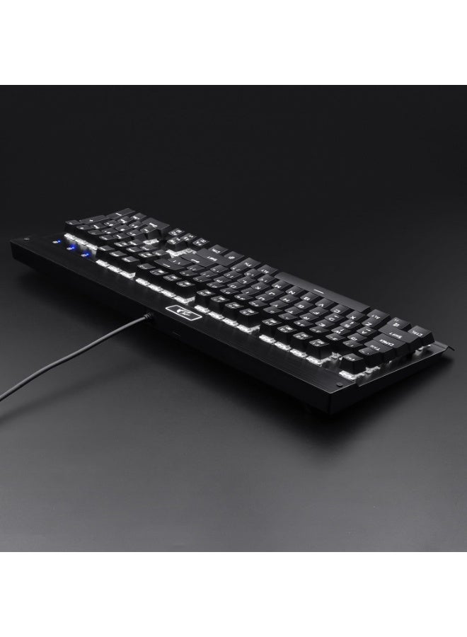 REDRAGON - KG010-KN Wired Mechanical Gaming Keyboard , 100% Anti- Ghosting Multiple Keys Can be Pressed Simultaneously , 9 LED Backlit Effects ,Doule-Shot Injection Keycaps with razor sharp lighting and durability against scratching and prolonged use , Compact Mechanical Keyboard Dedicated Arrow Keys, for PC and laptop use in home and office - Red Switch - Image 1