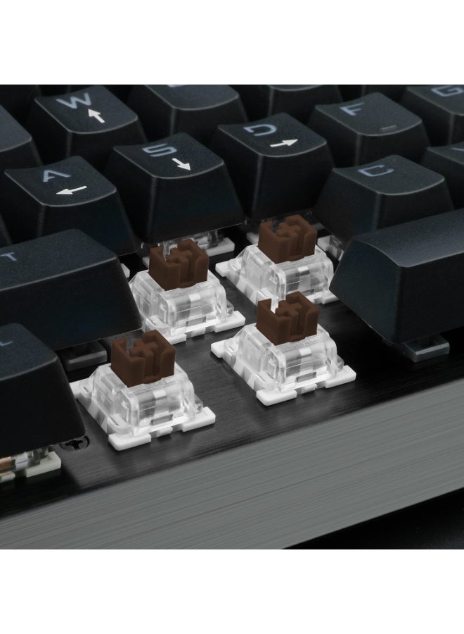 REDRAGON - KG010-KN Wired Mechanical Gaming Keyboard , 100% Anti- Ghosting Multiple Keys Can be Pressed Simultaneously , 9 LED Backlit Effects ,Doule-Shot Injection Keycaps with razor sharp lighting and durability against scratching and prolonged use , Compact Mechanical Keyboard Dedicated Arrow Keys, for PC and laptop use in home and office - Red Switch - Image 1