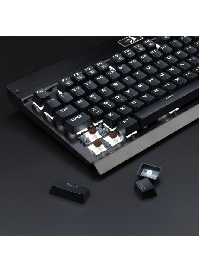 REDRAGON - KG010-KN Wired Mechanical Gaming Keyboard , 100% Anti- Ghosting Multiple Keys Can be Pressed Simultaneously , 9 LED Backlit Effects ,Doule-Shot Injection Keycaps with razor sharp lighting and durability against scratching and prolonged use , Compact Mechanical Keyboard Dedicated Arrow Keys, for PC and laptop use in home and office - Red Switch - Image 1