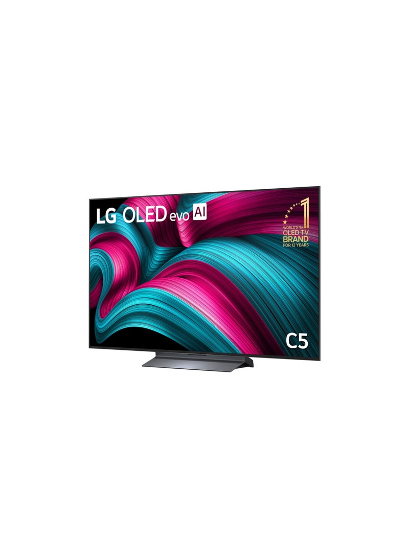 إل جي 77 Inch LG OLED EVO AI C5 4K 144Hz Smart TV AI Magic remote webOS25 2025 OLED77C56LA-AMAG black  - Image 3
