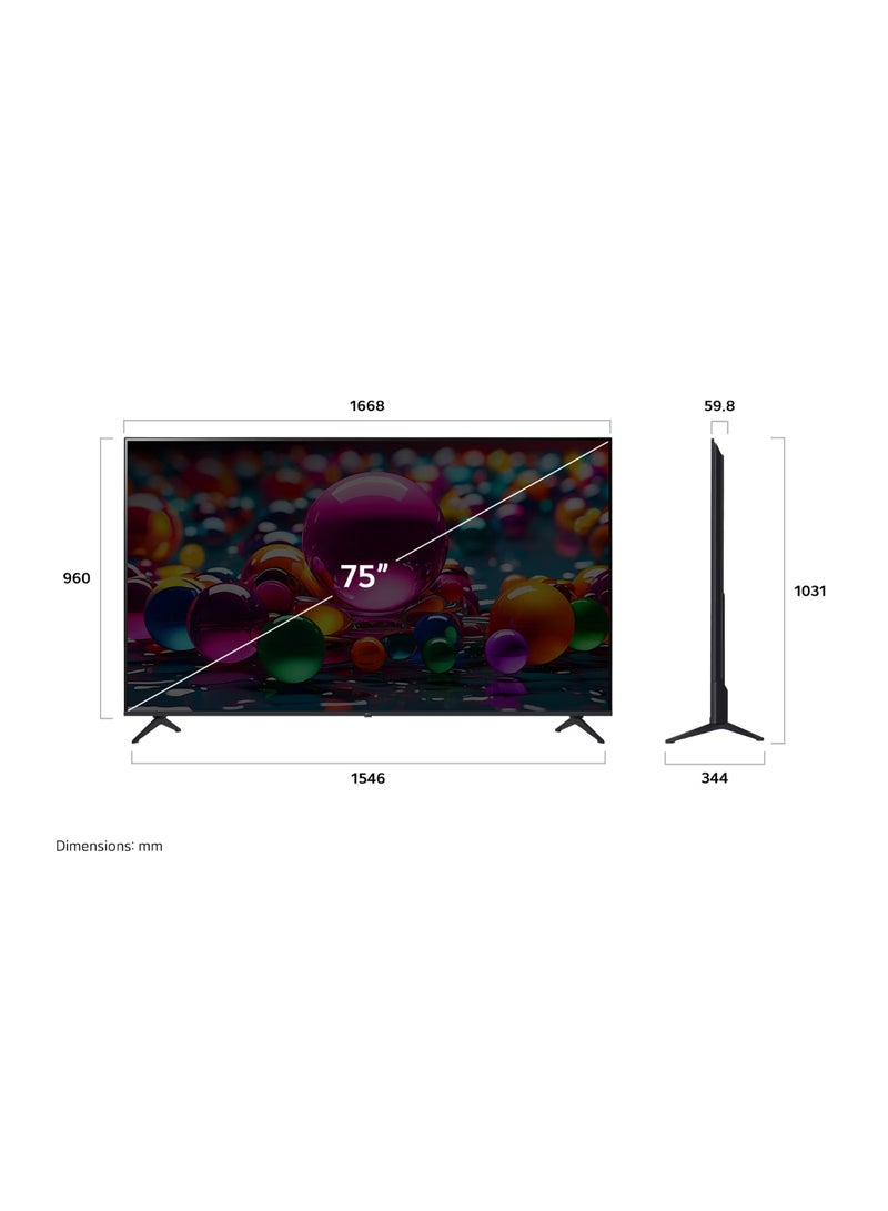 إل جي 75 inch LG UHD AI UA8500 4K Smart TV AI Magic remote HDR10 webOS25 2025 75UA85006LA-AMAQ black - Image 4