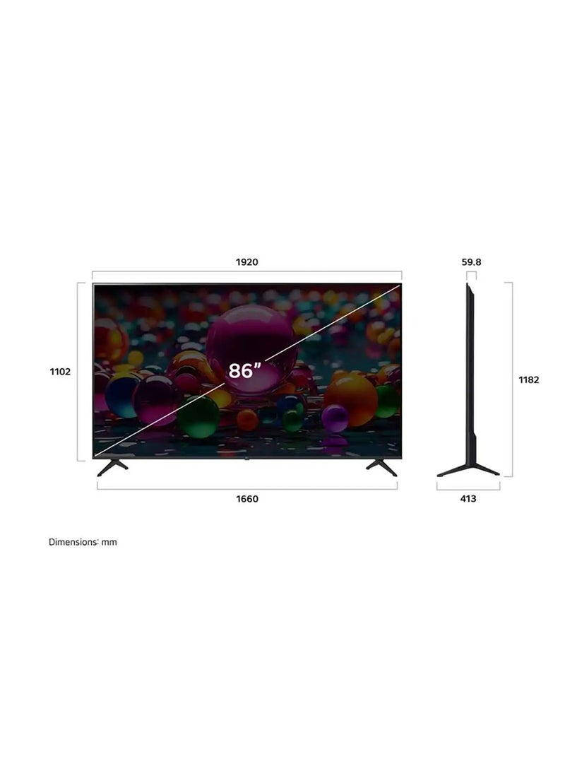 LG 86 inch LG UHD AI UA8500 4K Smart TV AI Magic remote HDR10 webOS25 2025 86UA85006LA-AMAQ black - Image 4