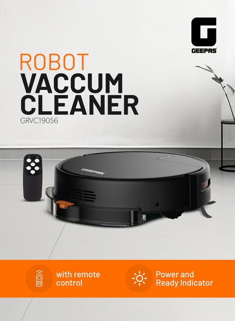 Robotic Vacuum Cleaner with Smart Navigation, 4 Cleaning Modes, Remote Control, Auto Recharge, Anti-Drop Sensors & External Water Tank 12 W GRVC19056 Black