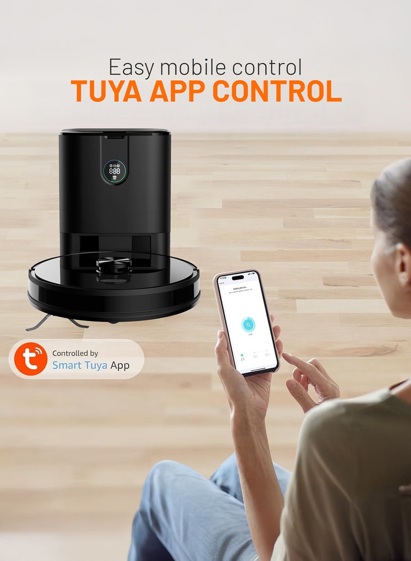 2 In 1 Wet & Dry Robot Vacuum Cleaner | LDS Navigation, TUYA App Control | 4 Cleaning Modes 2600 mAh Battery & Auto Recharge | 4 Anti Drop Sensors, Remote Control, Brushless Motor | GRVC19058 19 W GRVC19058 black