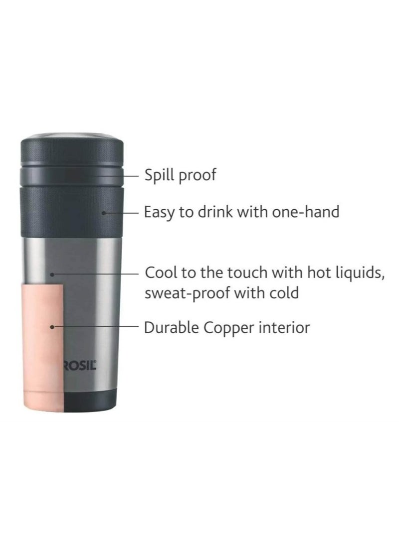 BOROSIL Borosil Vacuum Insulated Double Wall Travel mate Mug Coffee Mug Tea Mug Thermos Flask Portable Office Outdoor Reusable Leak Proof, Silver, 350Ml Silver  - Image 4