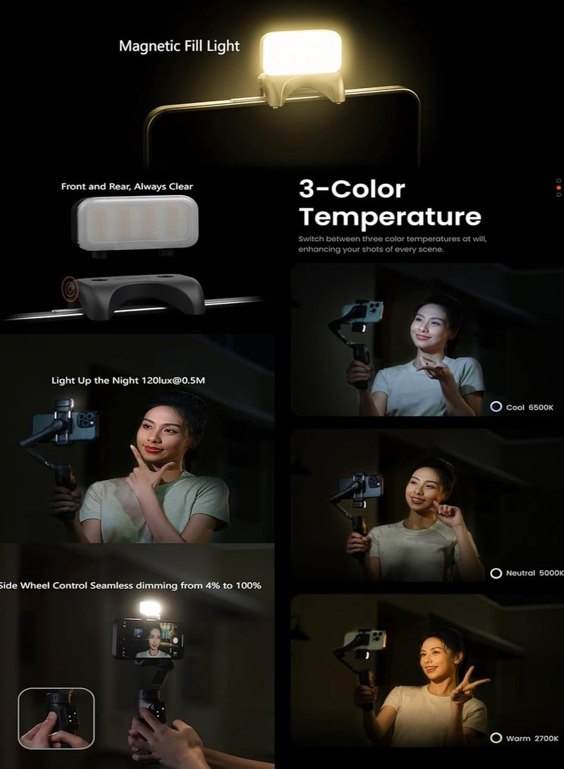 hohem iSteady X3 3-axis Palm Foldable Smartphone Gimbal with built in extendable selfie rod, detachable remote controller and Ai Tracking (Black) Black  - Image 5