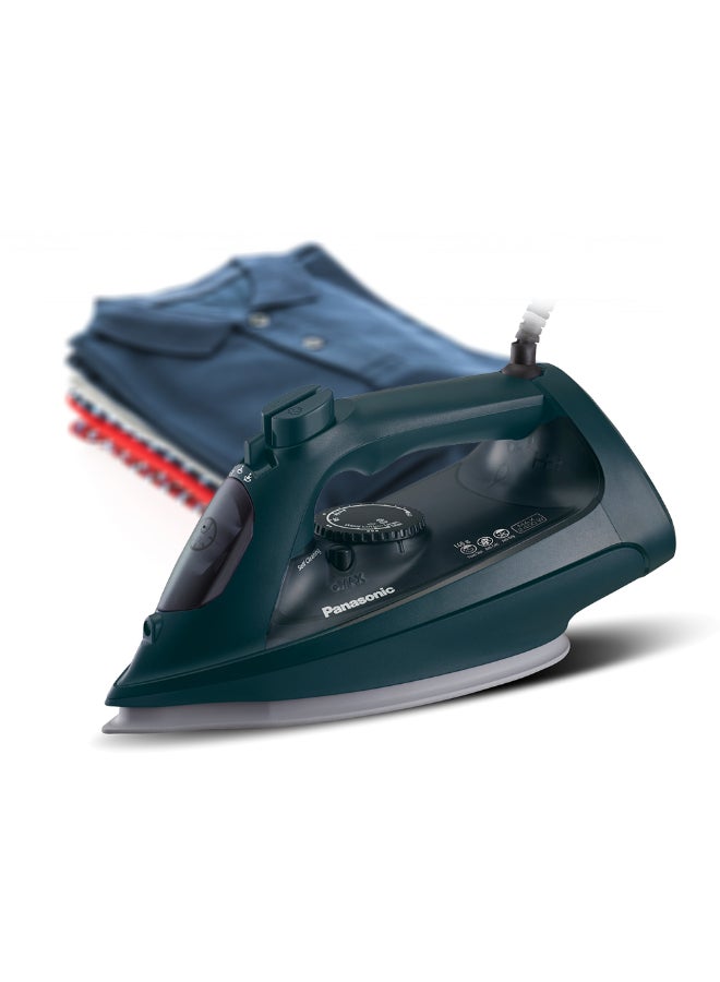 Panasonic Steam Iron Powerful 2400W Performance,Ceramic soleplate,Anti-Calc System,Adjustable Steam Settings,Continous Powershot,Lightweight design for effortless wrinkle removal & Anti-Drip 3 L 2400 W NI-U450 Dark Green - Image 1
