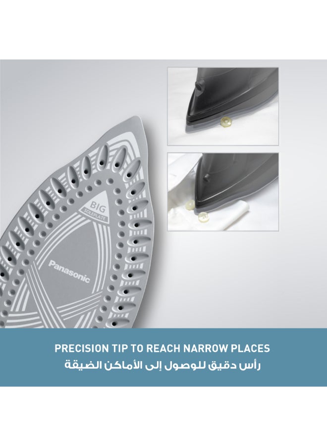 Panasonic Steam Iron Powerful 2400W Performance,Ceramic soleplate,Anti-Calc System,Adjustable Steam Settings,Continous Powershot,Lightweight design for effortless wrinkle removal & Anti-Drip 3 L 2400 W NI-U450 Dark Green - Image 5