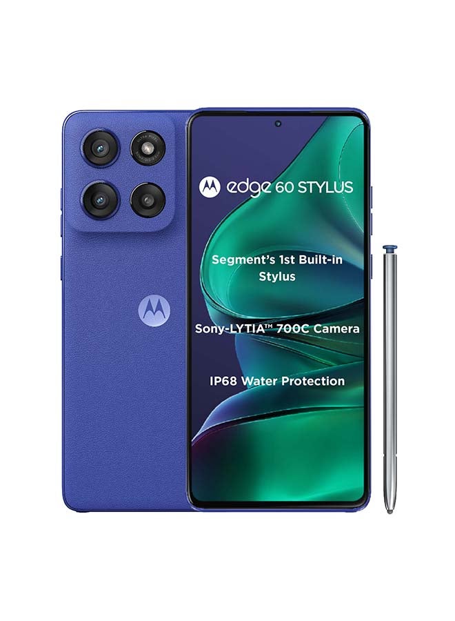 Motorola Edge 60 Stylus 5G Dual SIM PANTONE Surf the web (Blue) 8GB RAM 256GB - Middle East Version  - Image 1