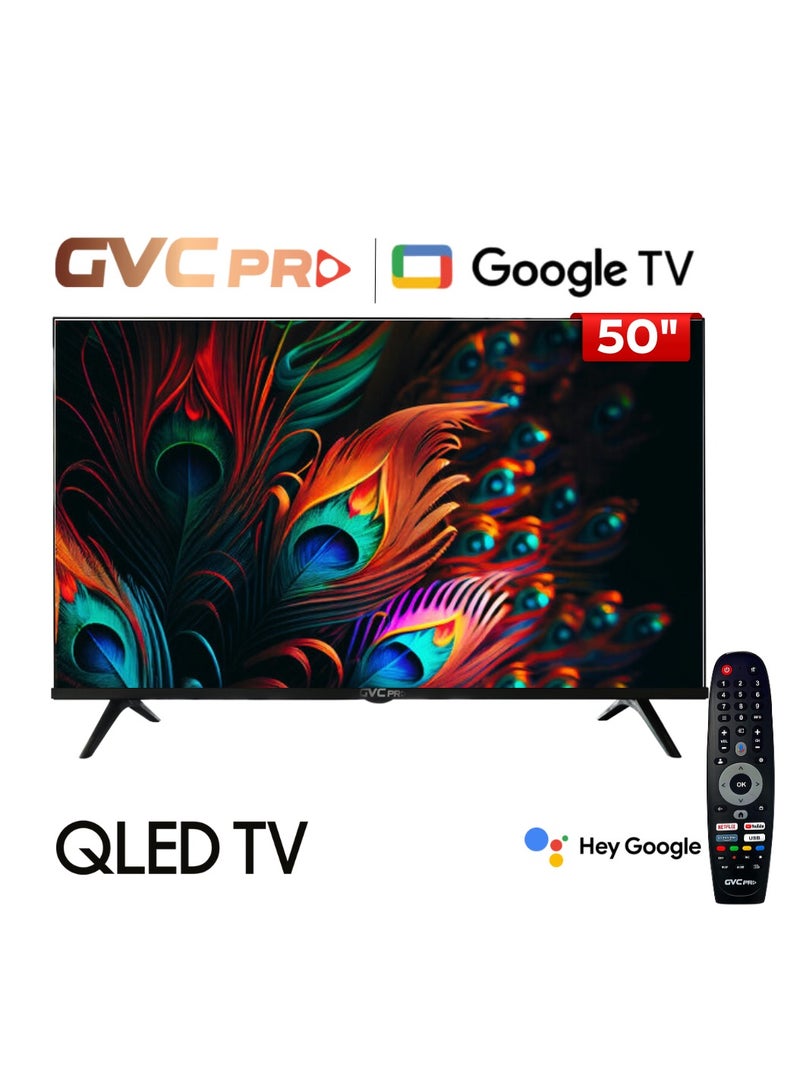gvc pro 50 Inch QLED Google TV Smart TV 4K with Built‑in Receiver, Free Wall Mount and Smart Remote Control, 4K UHD Screen Resolution, HDMI & USB Ports, Wi‑Fi Connectivity, Netflix YouTube Shahid and More Supported Apps GVC-50GOG900 BLACK  - Image 2