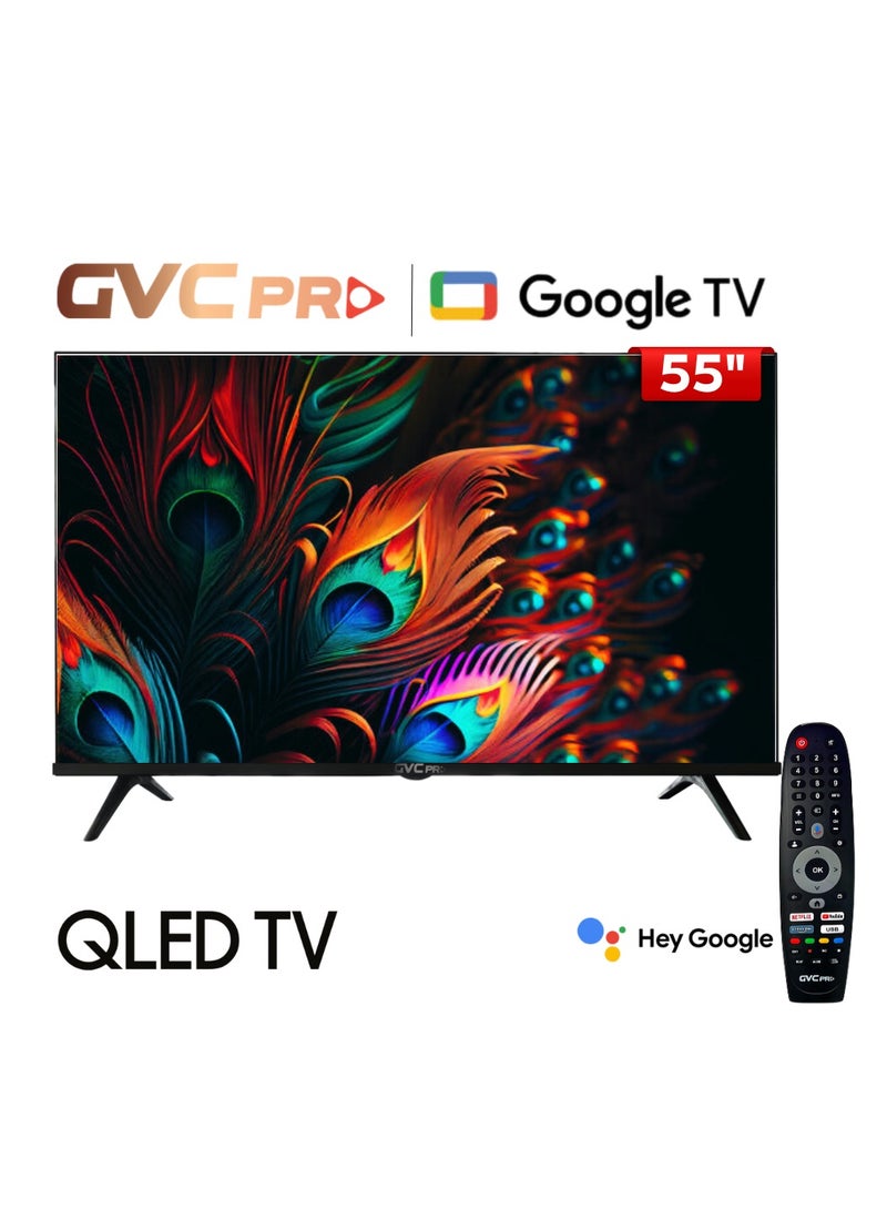 55 Inch Google TV Smart TV 4K with Built‑in Receiver, Free Wall Mount and Smart Remote Control, 4K UHD Screen Resolution, HDMI & USB Ports, Wi‑Fi Connectivity, Netflix YouTube Shahid and More Supported Apps GVC-55GOG901 BLACK