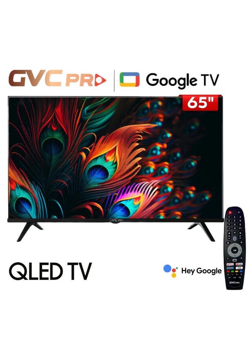 gvc pro 65 Inch QLED Google TV Smart TV 4K with Built‑in Receiver, Free Wall Mount and Smart Remote Control, 4K UHD Screen Resolution, HDMI & USB Ports, Wi‑Fi Connectivity, Netflix YouTube Shahid and More Supported Apps GVC-65GOG902 black  - Image 2