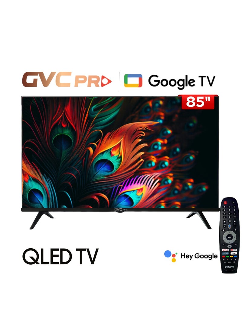 gvc pro 85 Inch QLED Google TV Smart TV 4K with Built‑in Receiver, Free Wall Mount and Smart Remote Control, 4K UHD Screen Resolution, HDMI & USB Ports, Wi‑Fi Connectivity, Netflix YouTube Shahid and More Supported Apps GVC-85GOG904 Black  - Image 2