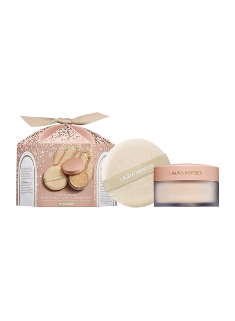 Divinely Flawless Translucent Loose Setting Powder And Puff - Translucent
