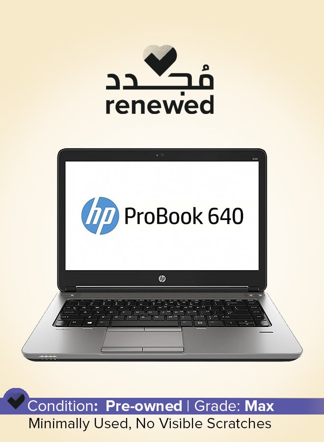 Renewed - ProBook 640 G1 Laptop With 14-Inch HD Display, Core i5-4200M/4th Gen/Dual Core/8GB RAM/256GB SSD/Intel HD Graphics/Windows 10 English Black