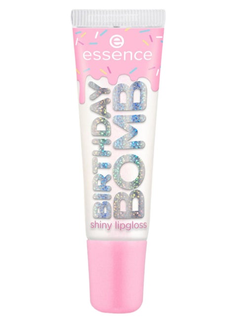 Birthday Bomb Shiny Lip Gloss | 01 Cake My Day | Transparent Gloss with Pink Shimmer | Non Sticky | Vegan | Paraben & Microplastic Free | Radiant Fresh Natural Look | 10ml Cake My Day