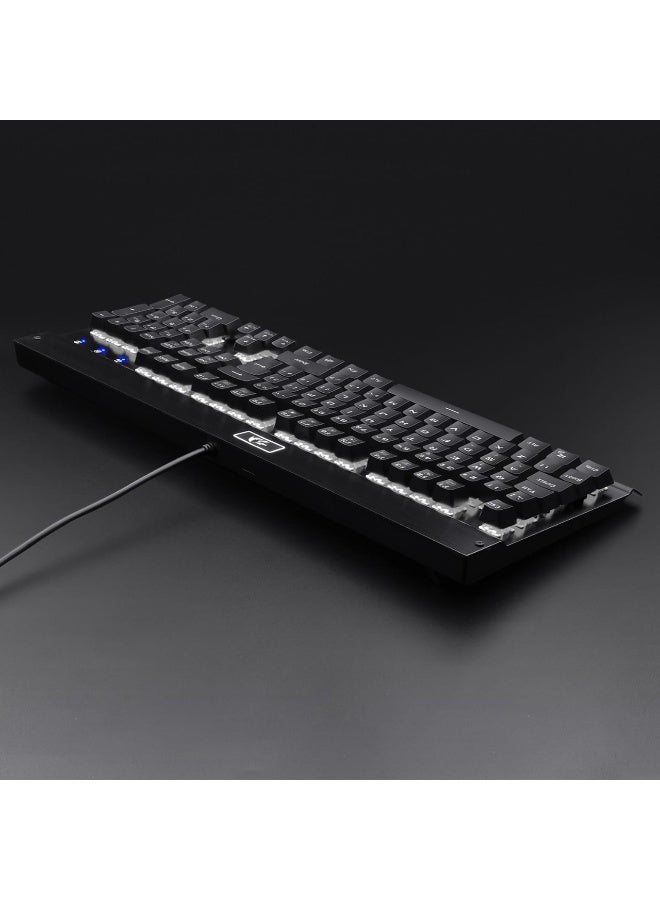 KG010-KN Wired Mechanical Gaming Keyboard , 100% Anti- Ghosting Multiple Keys Can be Pressed Simultaneously , 9 LED Backlit Effects ,Doule-Shot Injection Keycaps with razor sharp lighting and durability against scratching and prolonged use , Compact Mechanical Keyboard Dedicated Arrow Keys, for PC and laptop use in home and office - Brown Switch
