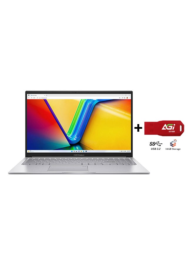 ASUS Vivobook 15  (Upgraded Version) Laptop With 15.6 Inch Full HD (1920x1080) Display LED, Core i7-1355U Processor/16GB RAM DDR4/512GB SSD/Intel Iris XE Graphics/Windows 11+AGI FLASH English/Arabic Cool Silver - Image 1