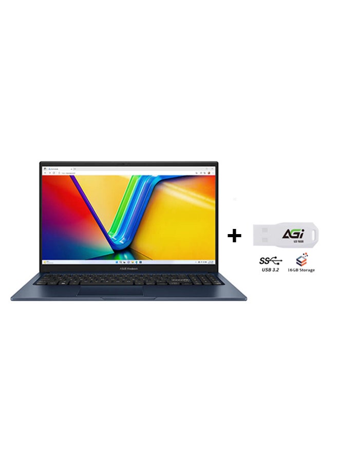 Vivobook X1504VA-NJ093 (Upgraded Version) Laptop With 15.6-Inch Full HD(1920x1080) Display, Core i7-1355U Processor/16GB RAM DDR5/512GB SSD/Intel UHD Graphics/Windows 11+AGI FLASH English/Arabic Electric Blue