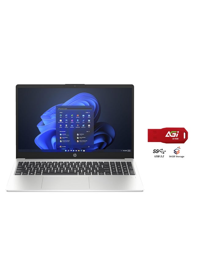 HP 255 G10 (Upgraded Version) Laptop With 15.6 Inch Full HD (1920X1080) Display, AMD Ryzen 5-7530U Processor/16GB RAM DDR4/512GB SSD/Windows 11 Pro/AMD Radeon Graphics+AGI FLASH English/Arabic Turbo Silver  - Image 1