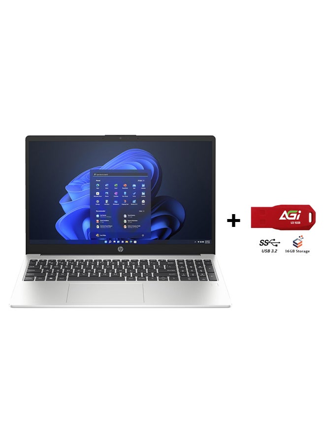 HP 255 G10 (Upgraded Version) Laptop With 15.6 Inch Full HD (1920X1080) Display, AMD Ryzen 5-7530U Processor/16GB RAM DDR4/512GB SSD/Windows 11 Pro/AMD Radeon Graphics+AGI FLASH English/Arabic Turbo Silver  - Image 1