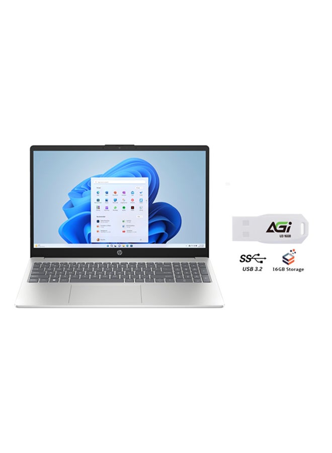 HP 15-fd0029nx Laptop With 15.6-inch Full HD(1920x1080) Display, Intel Core i5-1334U Processor/8GB RAM DDR4/512GB SSD/Windows 11 Home/Intel Iris Xe Graphics+AGI FLASH English/Arabic Natural Silver  - Image 1
