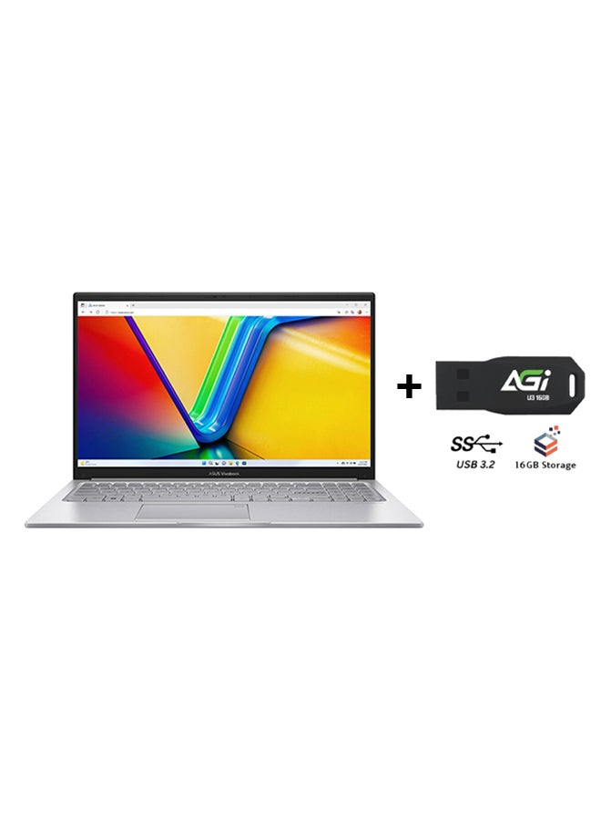 ASUS Vivobook 15  (Upgraded Version) Laptop With 15.6 Inch Full HD (1920x1080) Display LED, Core i7-1355U Processor/16GB RAM DDR4/512GB SSD/Intel Iris XE Graphics/Windows 11+AGI FLASH English/Arabic Cool Silver - Image 1