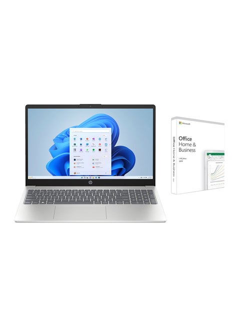 15-fd0029nx Laptop With 15.6-inch Full HD(1920x1080) Display, Intel Core i5-1334U Processor/8GB RAM DDR4/512GB SSD/Windows 11 Home/Intel Iris Xe Graphics+OFFICE 2019 English/Arabic Natural Silver