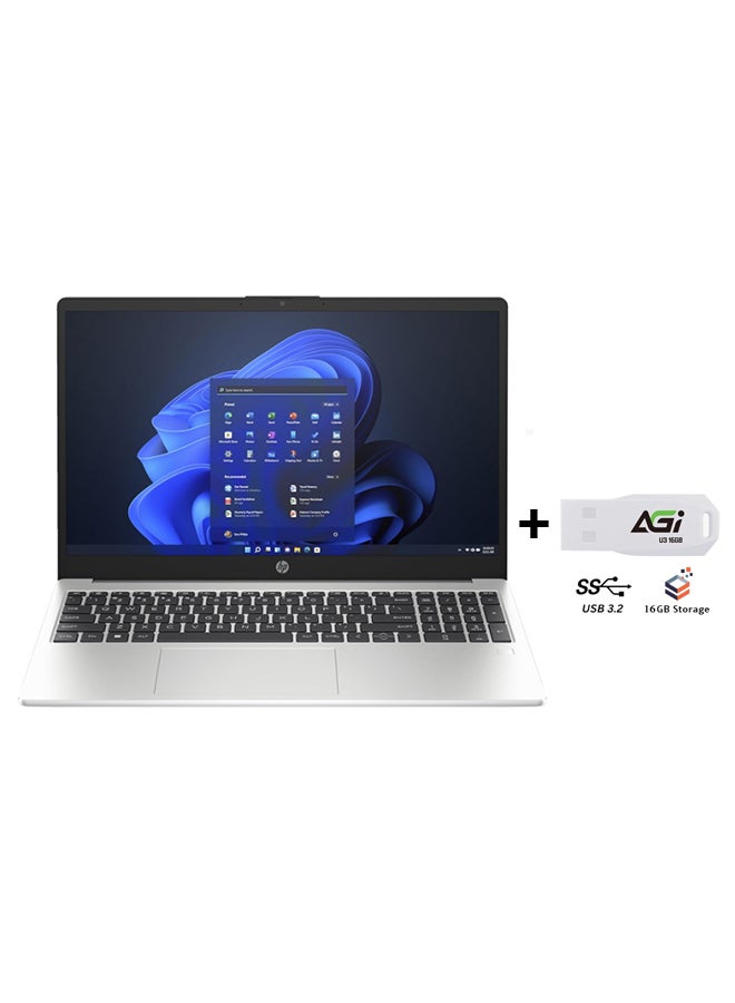 HP 255 G10 (Upgraded Version) Laptop With 15.6 Inch Full HD (1920X1080) Display, AMD Ryzen 5-7530U Processor/16GB RAM DDR4/512GB SSD/Windows 11 Pro/AMD Radeon Graphics+AGI FLASH English/Arabic Turbo Silver  - Image 1