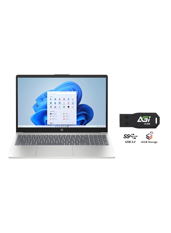 HP 15-fd0029nx Laptop With 15.6-inch Full HD(1920x1080) Display, Intel Core i5-1334U Processor/8GB RAM DDR4/512GB SSD/Windows 11 Home/Intel Iris Xe Graphics+AGI FLASH English/Arabic Natural Silver  - Image 1
