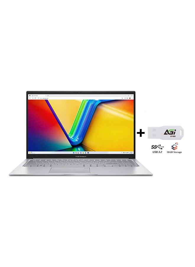 أسوس Vivobook 15  (Upgraded Version) Laptop With 15.6 Inch Full HD (1920x1080) Display LED, Core i7-1355U Processor/16GB RAM DDR4/512GB SSD/Intel Iris XE Graphics/Windows 11+AGI FLASH English/Arabic Cool Silver - Image 1