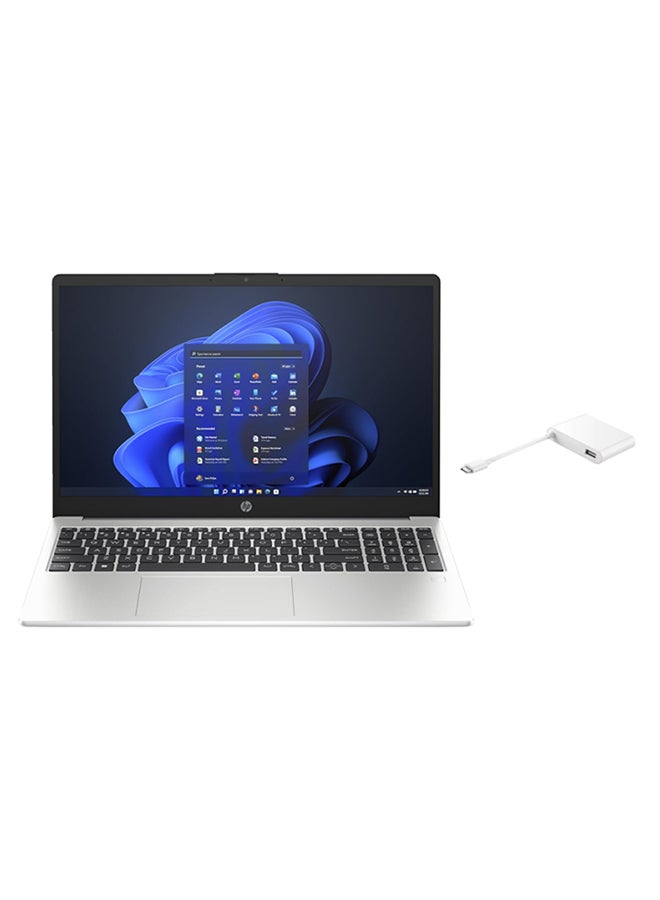 HP 255 G10 (Upgraded Version) Laptop With 15.6 Inch Full HD (1920X1080) Display, AMD Ryzen 5-7530U Processor/16GB RAM DDR4/512GB SSD/Windows 11 Pro/AMD Radeon Graphics+WITH HDMI to USB Adapters English/Arabic Turbo Silver  - Image 1