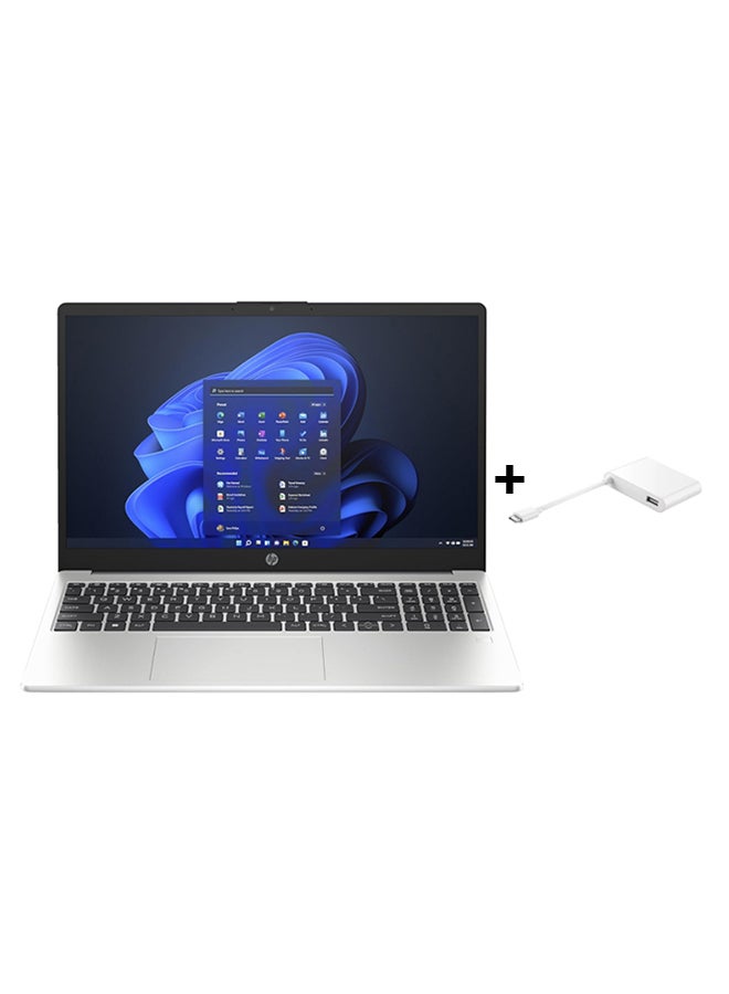 HP 255 G10 (Upgraded Version) Laptop With 15.6 Inch Full HD (1920X1080) Display, AMD Ryzen 5-7530U Processor/16GB RAM DDR4/512GB SSD/Windows 11 Pro/AMD Radeon Graphics+WITH HDMI to USB Adapters English/Arabic Turbo Silver  - Image 1
