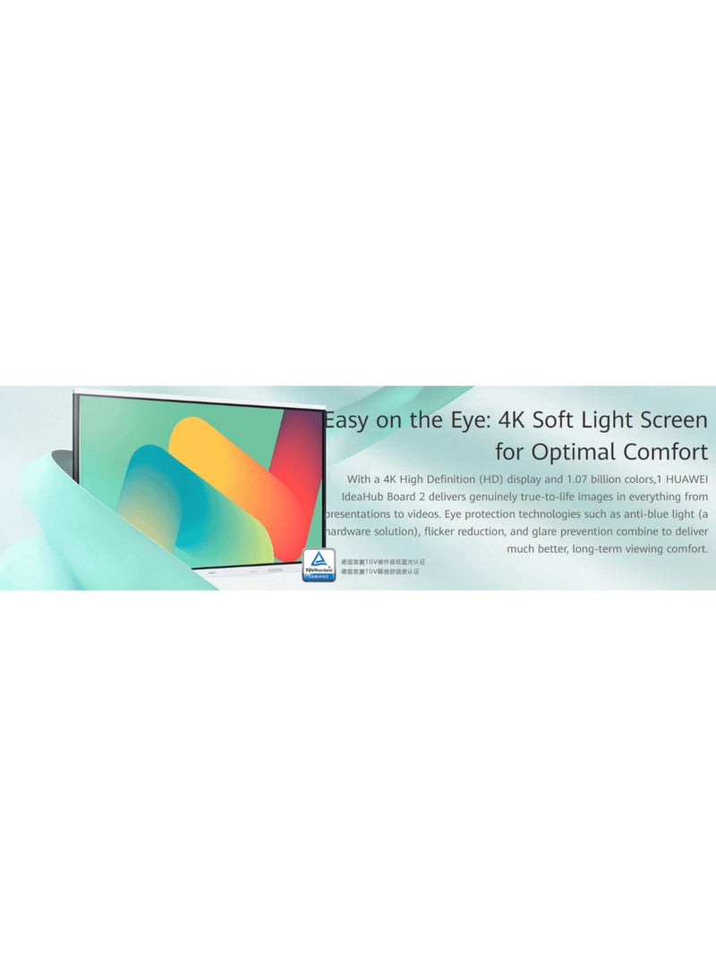 IdeaHub Board 2 86-Inch IHB2-86SU 4K UHD Interactive Smart Display – 20-Point Touch, 60Hz Refresh Rate, 25ms Writing Latency , Android 9.0, Dual Wi-Fi, HDMI/USB, Eye Comfort Certified – Ideal for Education & Business Collaboration  IHB2-86SU Black