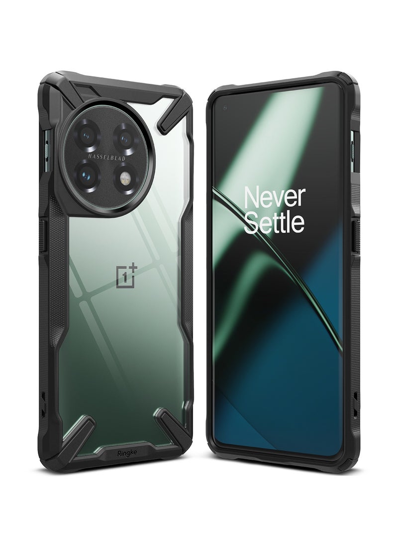 Ringke Fusion-X [Anti-Scratch Dual Coating] Compatible with OnePlus 11 5G Case, Augmented Bumper Clear Hard Back Shockproof Advanced Protective Cover Designed for OnePlus 11 Case Black - Image 1