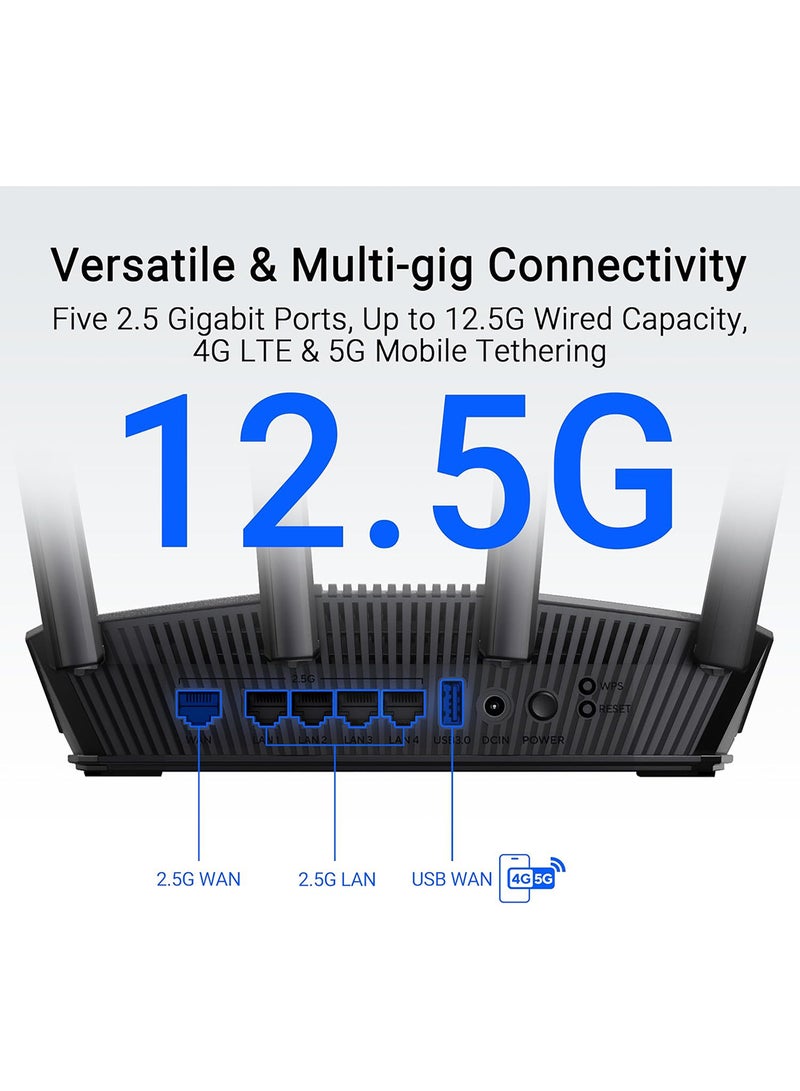 ASUS RT-BE82U Dual-Band WiFi 7 (802.11be) Smart AiMesh Extendable Router, 6500 Mbps, Five 2.5GbE Ports, Parental Controls & VPNs, Advanced Network Security Black - Image 5